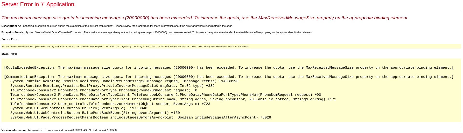 telesur telefoonboek error message